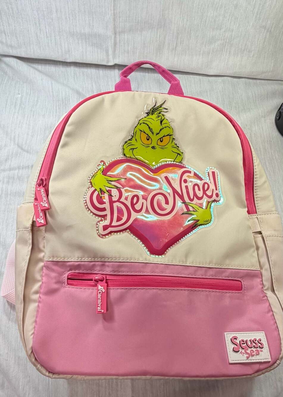 Carnival Cruise Line Seuss at Sea The Grinch Backpack & Matching Glitter Hat Set